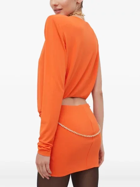 Rochie mini Patrizia Pepe cu un umăr gol de costum portocaliu