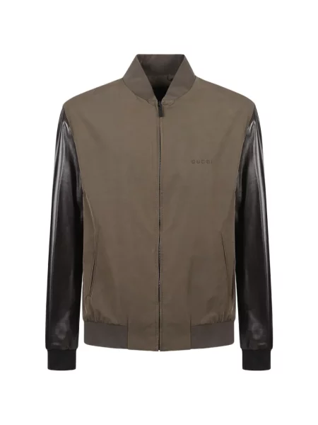Geacă bomber Gucci cu broderie maro