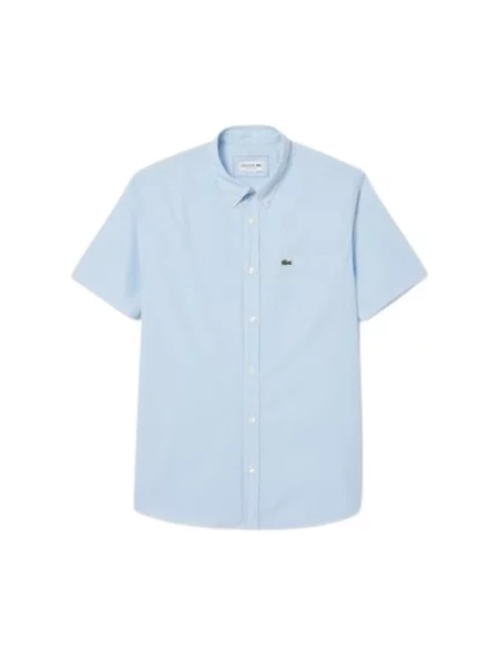 Koszula z krótkim rękawem Lacoste w kratę niebieska
