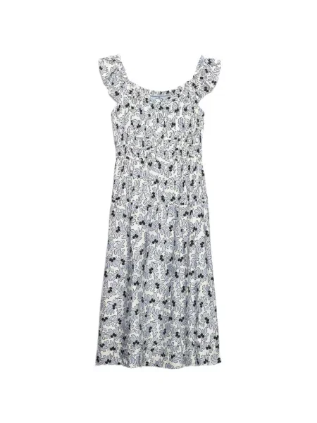 Rochie Prada cu model floral cu imagine de costum alb
