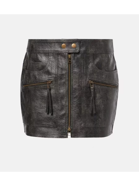 Spódnica skórzana Marant Etoile czarna