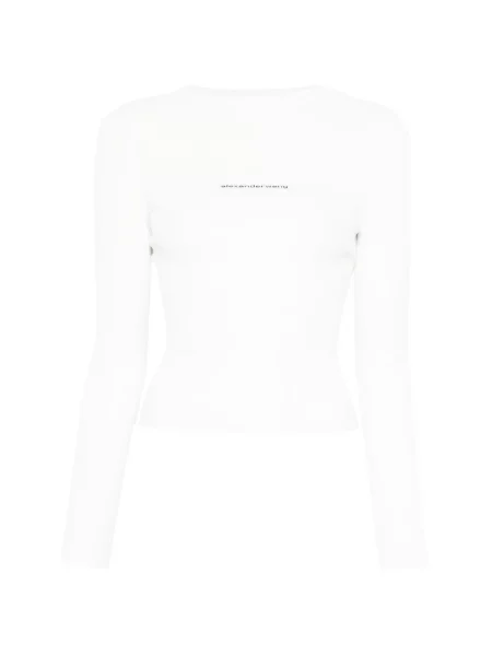 Tricou Alexander Wang cu decolteu rotund cu autograf alb