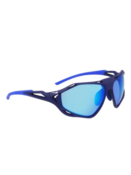 Ochelari de soare Nike cu chihlimbar cu imprimeu geometric albastru