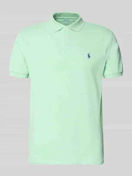Costum krój slim fit koszulka polo z mieszanka bawełny Polo Ralph Lauren miętowa