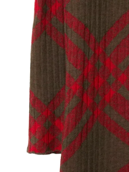 Sukienka Burberry wełniana w kratkę garniturowa zielona