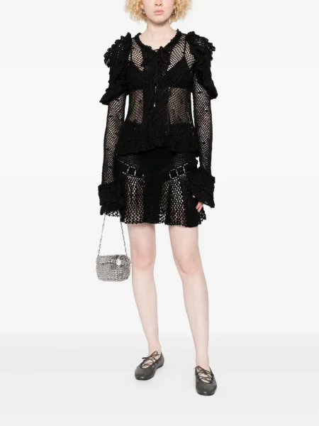 Top Judy Turner cu volane negru