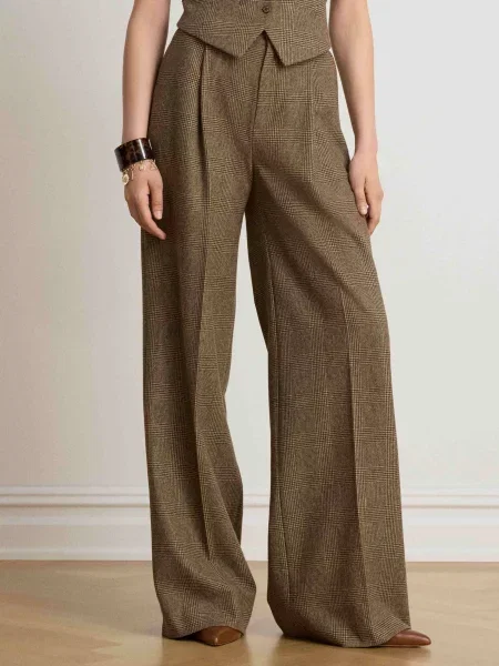LAUREN RALPH LAUREN De lână pantaloni | Relaxed fit maro