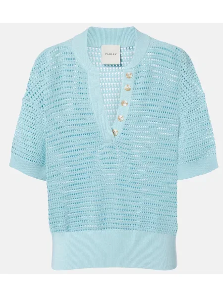 Tricou polo Varley tricotate albastru
