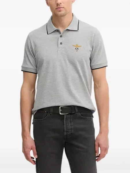 Tricou polo Aeronautica Militare cu broderie gri