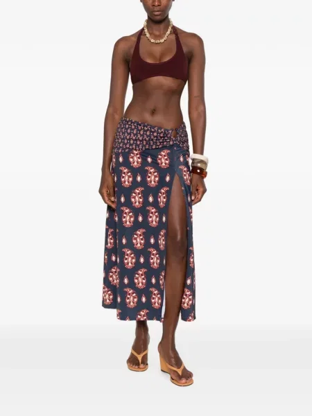 Fustă midi Johanna Ortiz cu model paisley albastru