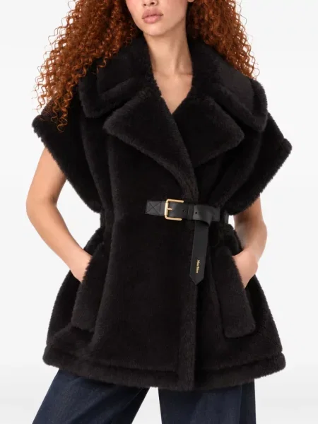 Cu centură vestă Max Mara cu blană negru