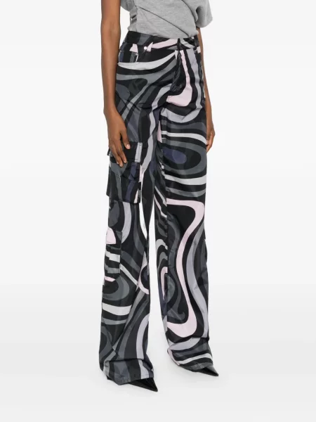 Pantaloni cargo Pucci cu imagine negru