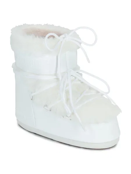 Cizme Moon Boot de lână alb