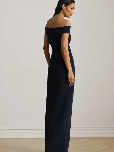 Lauren Ralph Lauren sukienka granatowy maxi dopasowana