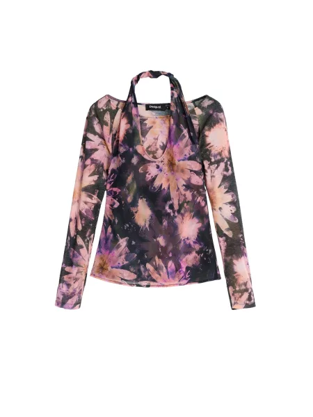 Desigual Bluză bleumarin / lila / pal roz