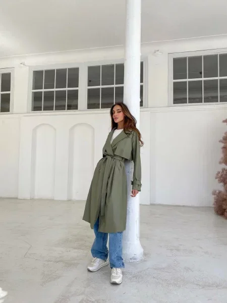 Тренч Milirud оливковий штучна шкіра