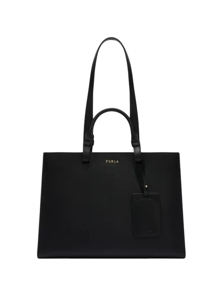 Geantă shopper Furla cu autograf negru