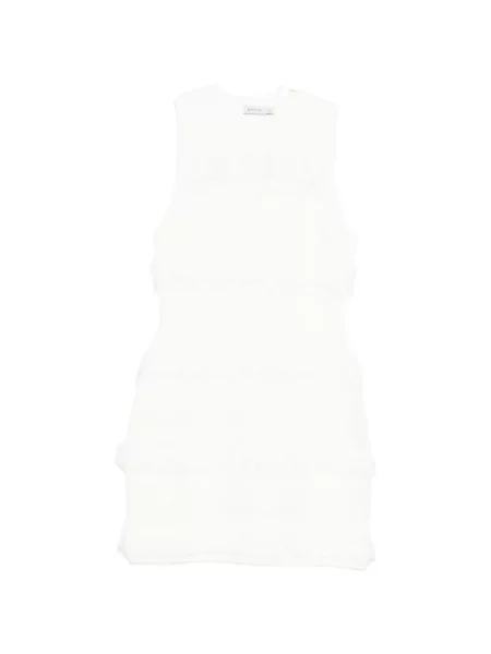 Sukienka mini Simkhai z frędzli w paski garniturowa biała