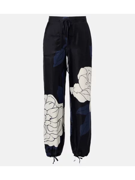 Pantaloni cargo Victoria Beckham cu model floral din țesătură twill albastru