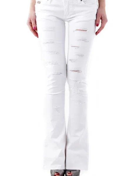 Blugi boyfriend Sexy Woman rupți alb
