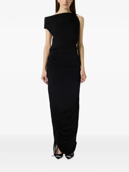 Rochie maxi Blumarine cu volane cu un umăr gol negru