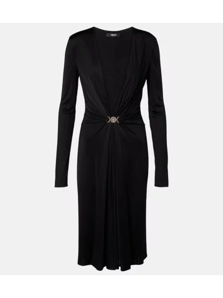 Sukienka koktajlowa Versace z dżerseju garniturowa czarna