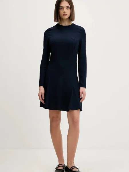 Tommy Jeans sukienka mini rozkloszowana granatowy
