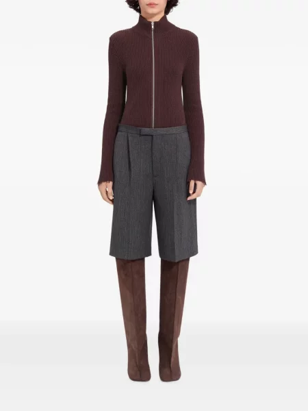 Μάλλινα ριγέ σορτς Mm6 Maison Margiela γκρι
