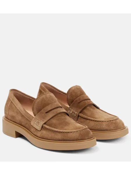 Pantofi loafer Gianvito Rossi din piele de căprioară maro