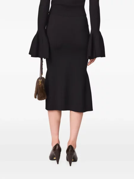 Pletena midi-suknja Stella Mccartney lepršave crna