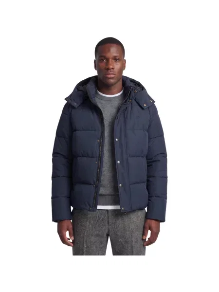 Geacă cu puf Superdry cu glugă albastru