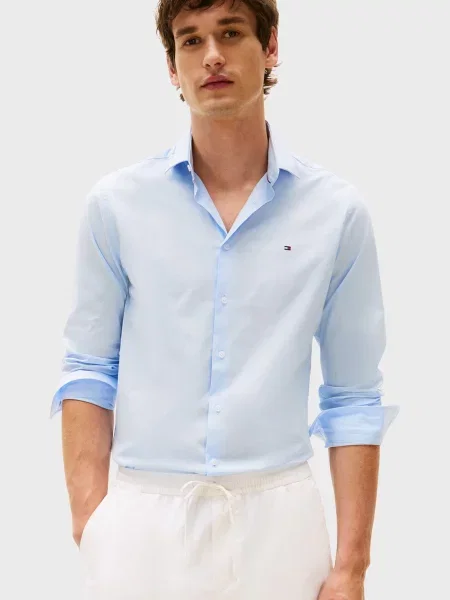 Сорочка Tommy Hilfiger з попліну блакитна