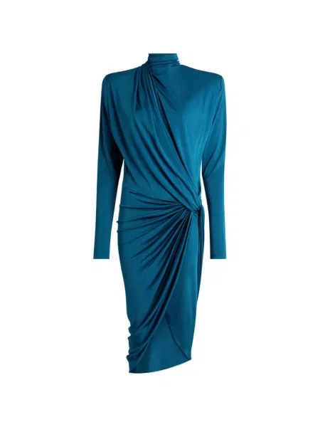 Rochie Balmain din jerseu drapată albastru