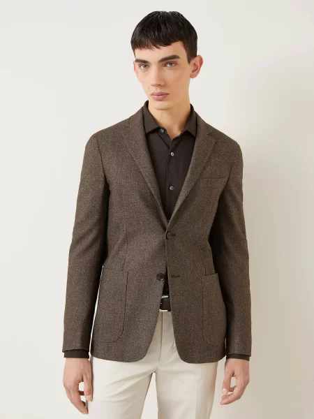 Zegna Sako Extra Slim Fit brown melange hnědé