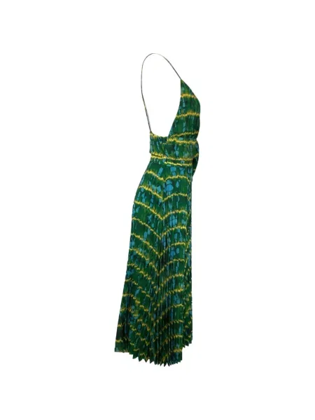 Rochie maxi Altuzarra plisată de costum verde