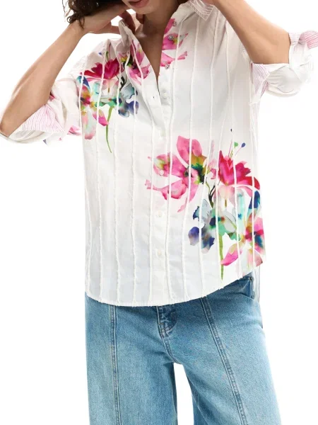 Cămașă Desigual cu model floral alb