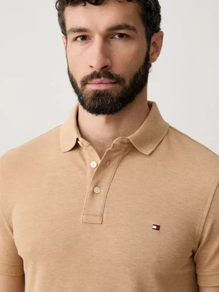 Tommy Hilfiger тениска с яка мъжка бежово