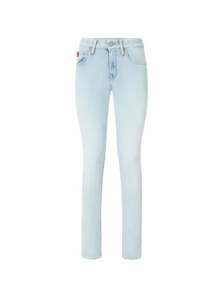 Skinny jeansy skinny Jacob Cohen z autografem niebieskie