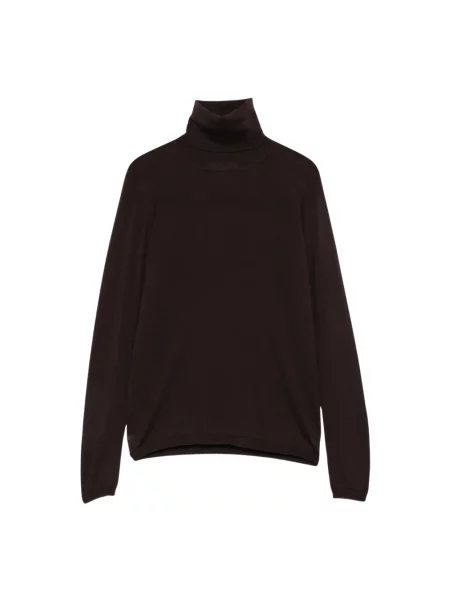 Lniany sweter z golfem Max Mara brązowy