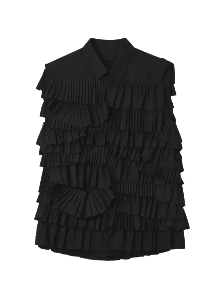 Bluzka z falbankami Alainpaul bez rękawów z falbankami czarna