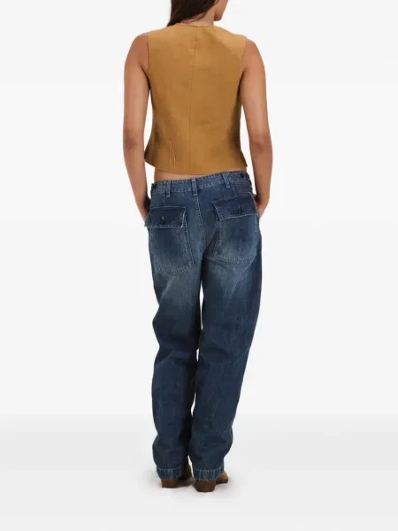 Kamizelka Fortela skórzana brązowa