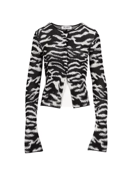 Cardigan The Attico din jacard cu model zebră negru