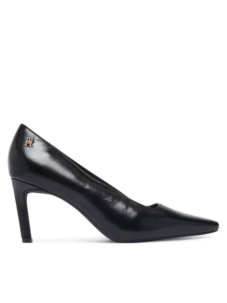 Pantofi cu subțire Tommy Hilfiger Squared Toe High Heel Lth Pump negru