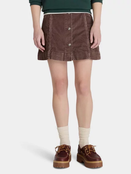 Спідниця міні Timberland Washed Corduroy бавовна/еластан коричневий