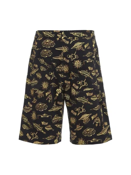 Szorty Moschino z nadrukiem ze stretchu czarne