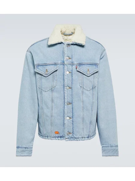 Umělá kožešina džínová bunda Erl modrá