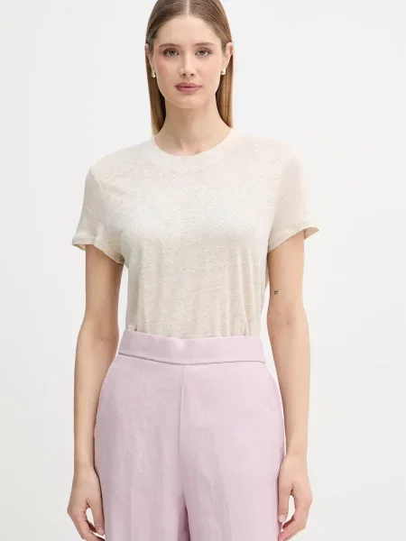 United Colors of Benetton t-shirt lniany beżowa