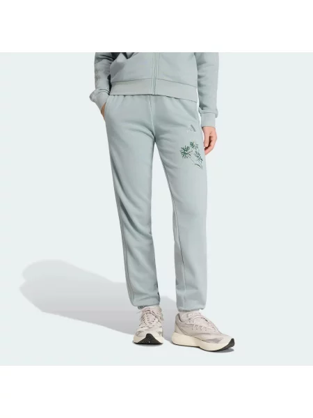 Spodnie frotté z mankietami Essentials z 3 paskami zielone