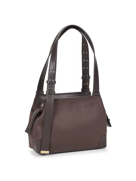 Geantă shopper Armani Exchange din piele de căprioară maro