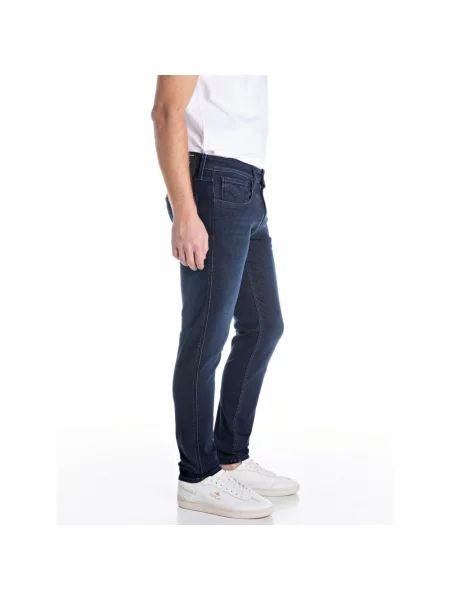 Jeansy o kroju slim fit z 5 model ‘ANBASS’ Replay niebieskie